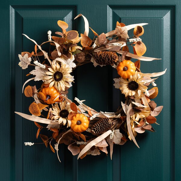 Artificial Sunflower Pumpkin Wreath