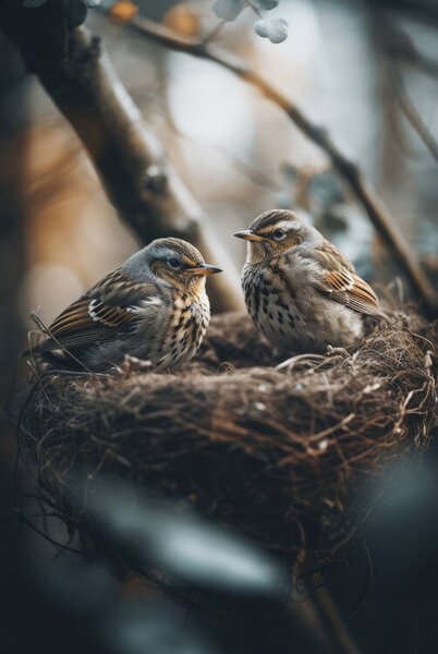 Photography Birds In Nest No 2, Treechild