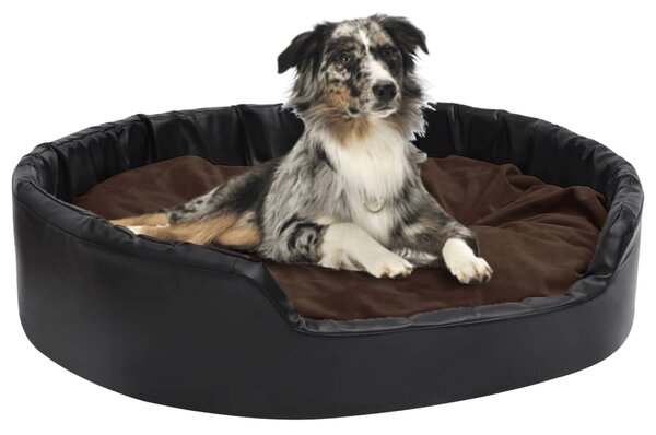 Dog Bed Black and Brown 99x89x21 cm Plush and Faux Leather