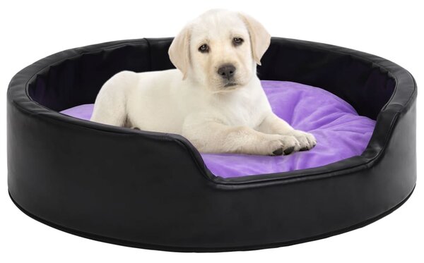 Dog Bed Black and Purple 69x59x19 cm Plush and Faux Leather