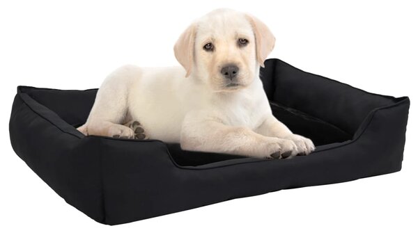 Dog Bed Black 85.5x70x23 cm Linen Look Fleece