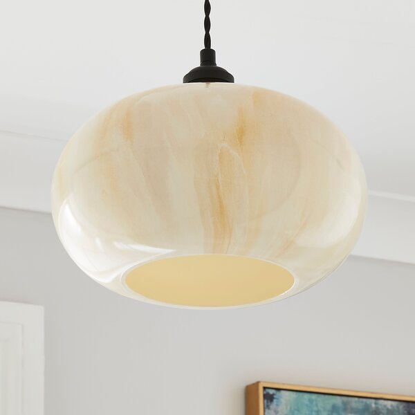 Lacey Alabaster Glass Easy Fit Pendant Off-White