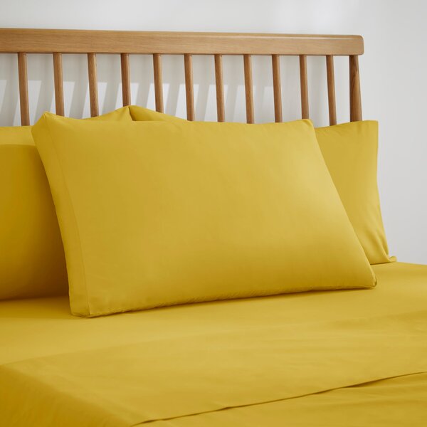 Pure Cotton Plain Dye Box Pillowcase Yellow-Ochre