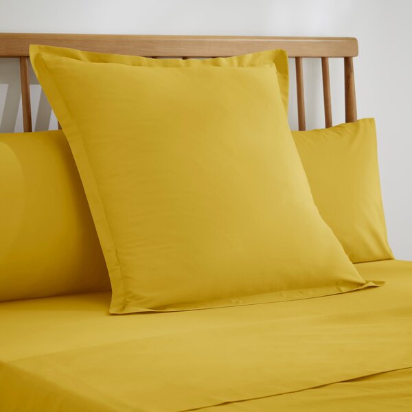Pure Cotton Plain Dye Continental Square Pillowcase Yellow-Ochre