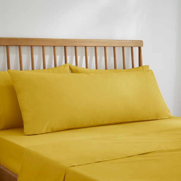 Pure Cotton Plain Dye Bolster Pillowcase Yellow-Ochre