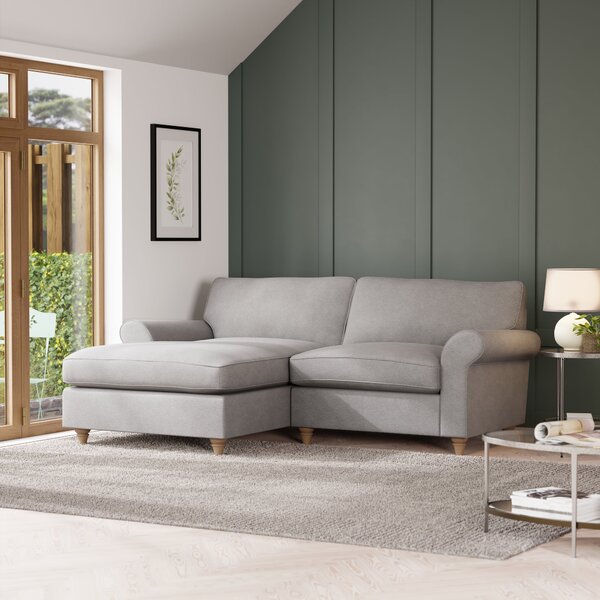 Soft Chenille Corner Chaise Sofa Grey