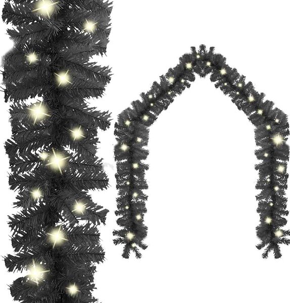 Christmas Garland with LED Lights 20 m Black