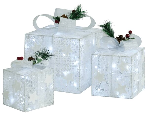 Decorative Christmas Gift Boxes 3 pcs White Outdoor Indoor