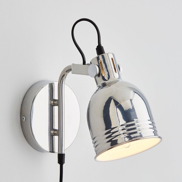 Issac Chrome Effect Plug in Wall Light Silver