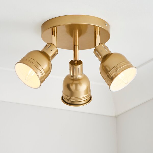 Issac 3 Light Semi Flush Ceiling Fitting Gold