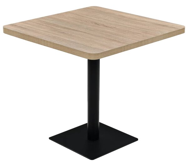 Bistro Table MDF and Steel Square 80x80x75 cm Oak Colour