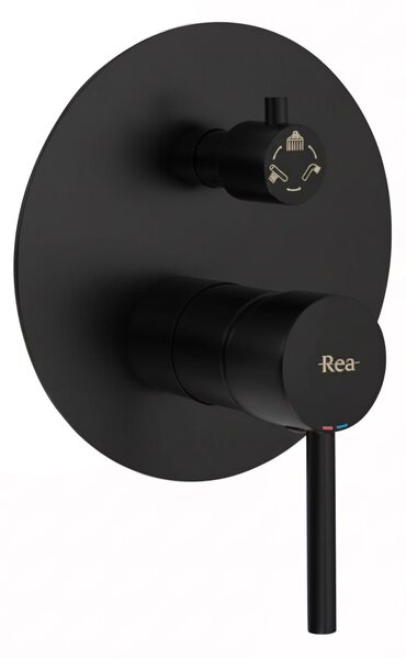 Wall mounted bath and shower with shower set Rea Lungo Black + BOX