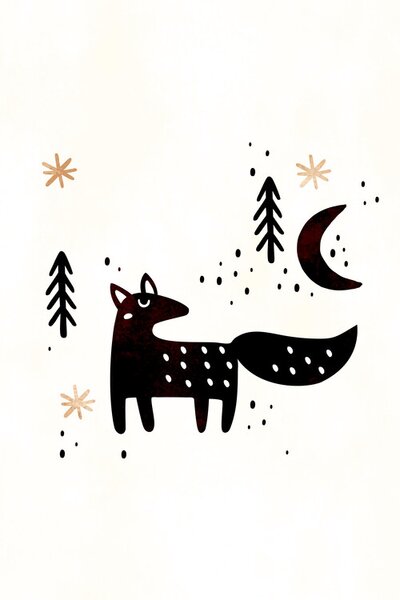 Illustration Little Winter Fox, Kubistika, (26.7 x 40 cm)