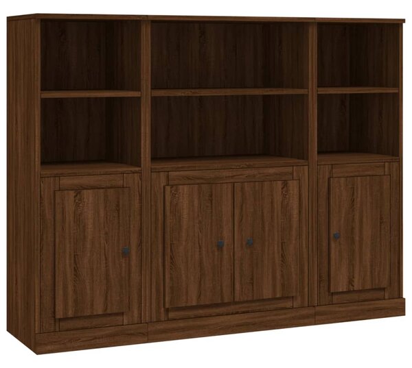 Highboards 3 pcs Brown Oak Engineered Wood