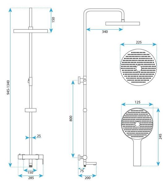 Shower Set Rea Arcos brush nickle