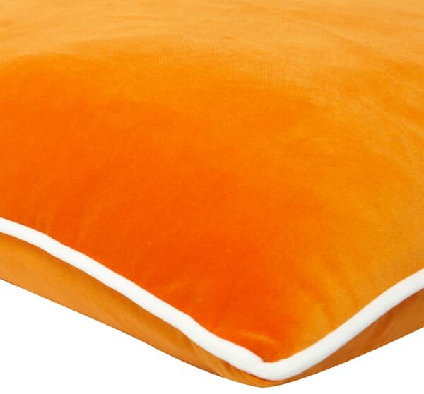 Pelham Clementine / Milk, Sustainable Feather, Cushion, 55cm x 55cm, Clementine/Milk - Andrew Martin Velvet Plain