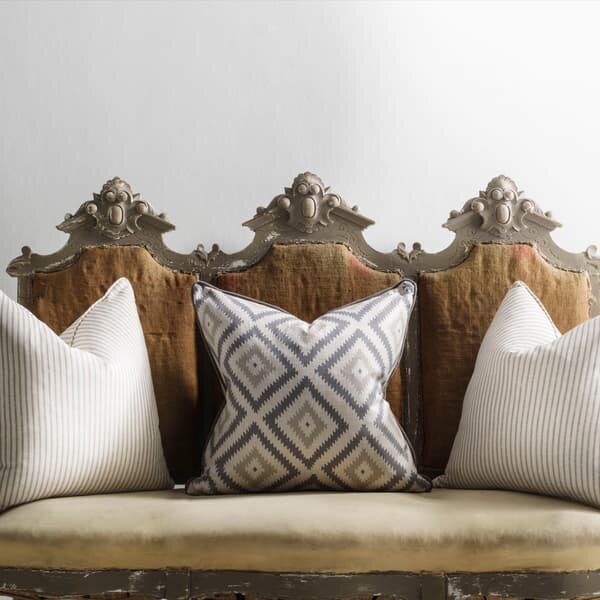 Savannah Storm, Sustainable Feather, Cushion, 55cm x 55cm - Andrew Martin Eco-conscious & Linen Blend & Viscose Blend Stripe