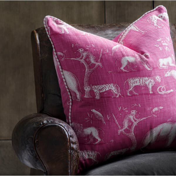Kingdom Paradise, Sustainable Feather, Cushion, 55cm x 55cm - Andrew Martin Eco-conscious & Linen Blend & Viscose Blend Animal