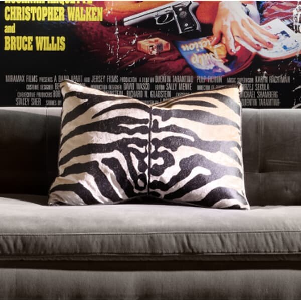 Arazova Zebra, Sustainable Feather, Cushion, 55CM X 40CM - Andrew Martin Velvet Animal