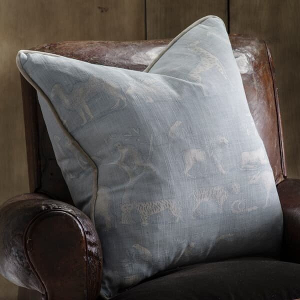 Kingdom Powder, Sustainable Feather, Cushion, 55cm x 55cm - Andrew Martin Eco-conscious & Linen Blend & Viscose Blend Animal