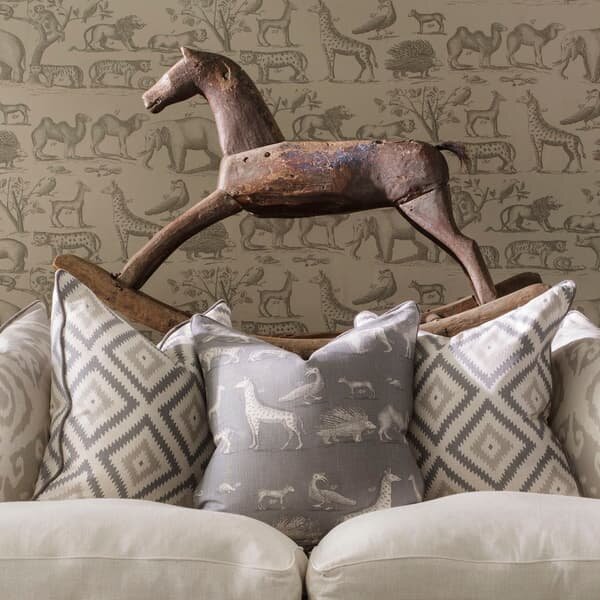 Kingdom Storm, Sustainable Feather, Cushion, 55cm x 55cm - Andrew Martin Eco-conscious & Linen Blend & Viscose Blend Animal