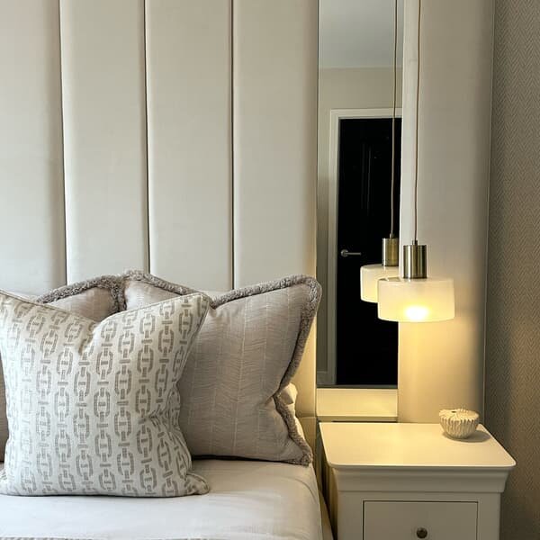 Burlington String, Sustainable Feather, Cushion - Andrew Martin Sophie Paterson Cotton Blend & Linen Blend Geometric