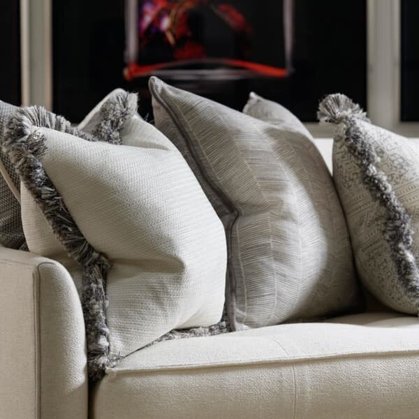 Molfetta Chalk/Mattinata, Sustainable Feather, Cushion, White - Andrew Martin Sophie Paterson With Trim/Fringe & Linen Blend