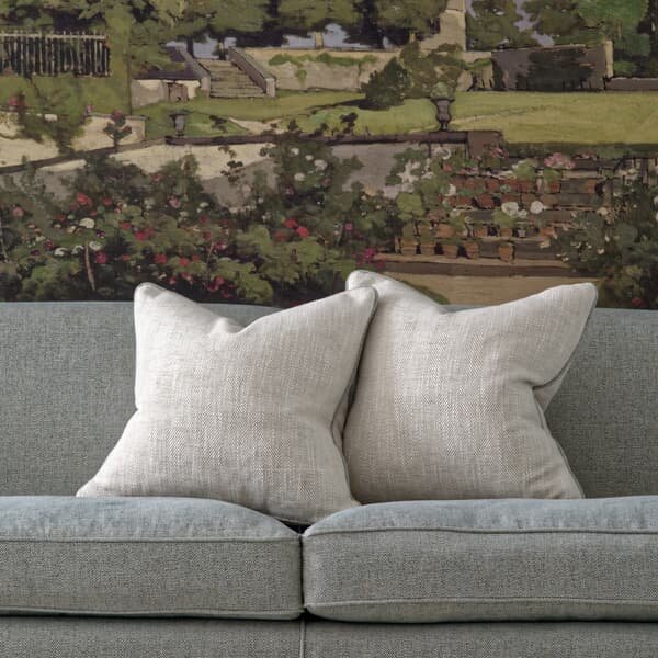 Summit Linen, Sustainable Feather, Cushion, 55cm x 55cm - Andrew Martin Cotton Blend & Linen Blend & Viscose Blend Herringbone & Plain