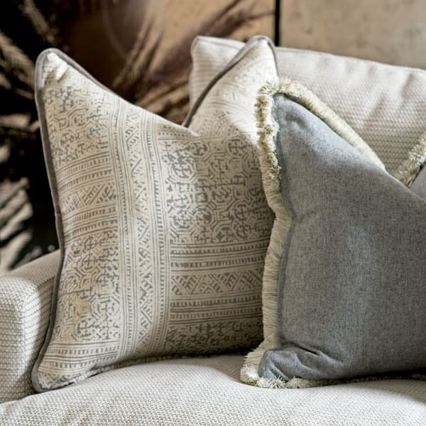 Ostuni Storm/Medici, Sustainable Feather, Cushion - Andrew Martin Sophie Paterson Eco-conscious & Linen Blend Geometric