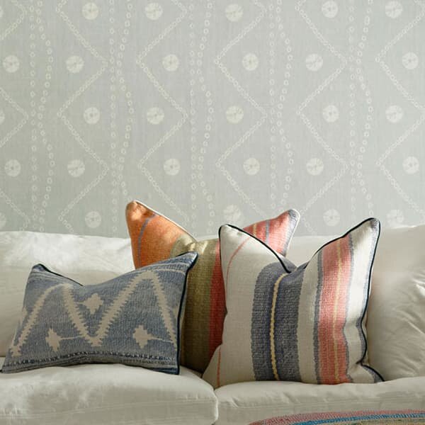 Elbrus Denim, Sustainable Feather, Cushion - Andrew Martin Linen Blend Stripe