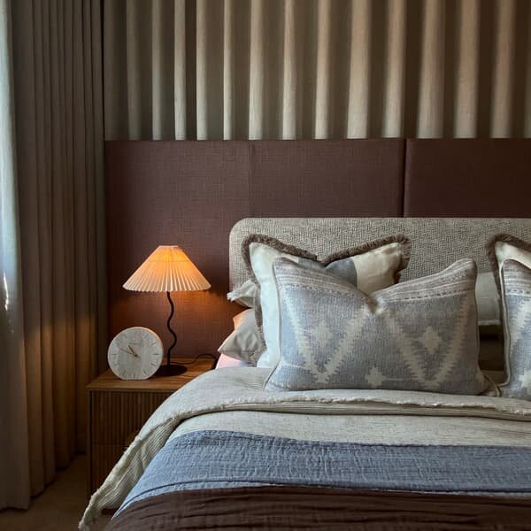 Babylon Denim, Sustainable Feather, Cushion - Andrew Martin Linen Blend Ikat & Stripe