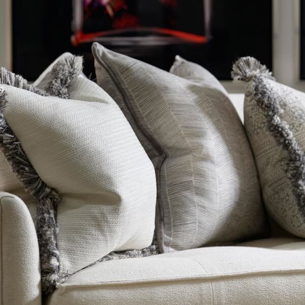 Fasano Storm/Medici, Sustainable Feather, Cushion, Grey - Andrew Martin Sophie Paterson Eco-conscious & Linen Blend Herringbone