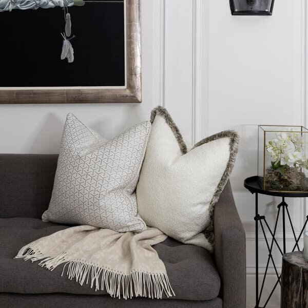 Monte String, Sustainable Feather, Cushion, 55cm x 55cm - Andrew Martin Sophie Paterson Linen Blend Geometric