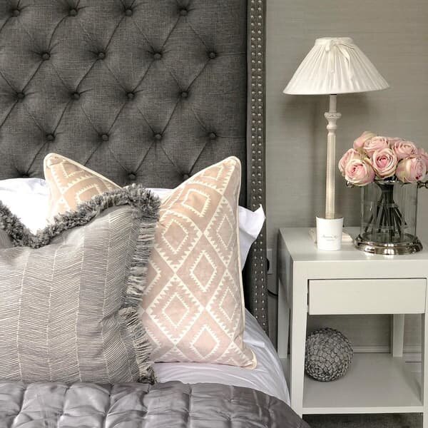 Fasano Storm/Mattinata, Sustainable Feather, Cushion - Andrew Martin Sophie Paterson Eco-conscious & With Trim/Fringe & Linen Blend Herringbone