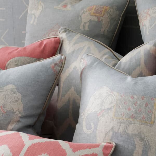 Jumbo Powder, Sustainable Feather, Cushion, 55cm x 55cm - Andrew Martin Linen Blend & Viscose Blend Animal