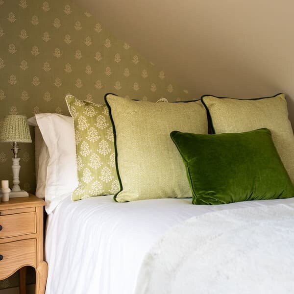 Sprig Leaf, Sustainable Feather, Cushion - Andrew Martin Eco-conscious & Linen Blend & Viscose Blend Floral & Small Prints