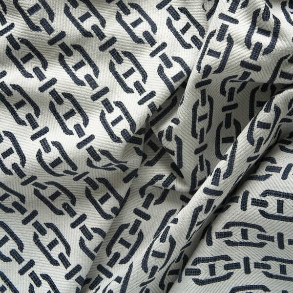 Burlington Navy, Sustainable Feather, Cushion - Andrew Martin Sophie Paterson Cotton Blend & Linen Blend Geometric