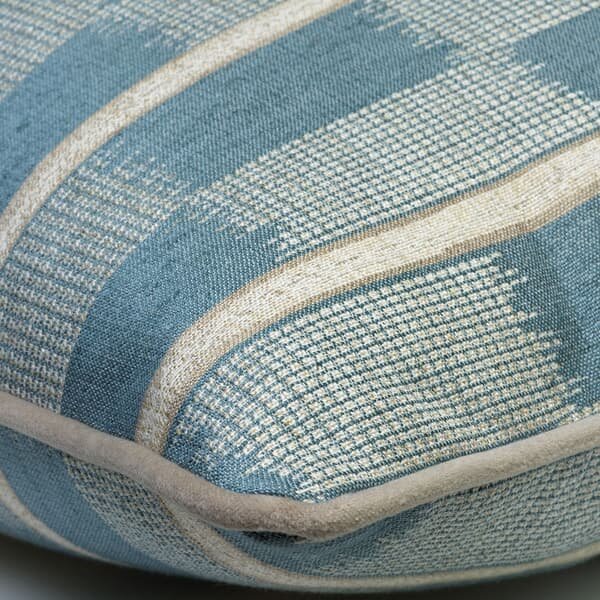Positano Aqua Reverse, Sustainable Feather, Cushion - Andrew Martin Linen Blend Geometric