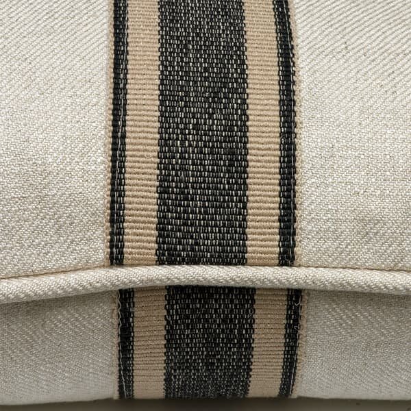 Trek Medal Stripe Charcoal Tape, Sustainable Feather, Cushion - Andrew Martin Linen