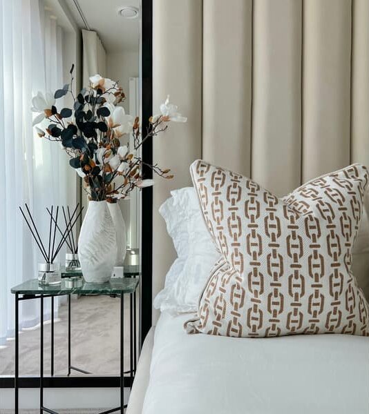 Burlington Tan, Sustainable Feather, Cushion - Andrew Martin Sophie Paterson Cotton Blend & Linen Blend Geometric