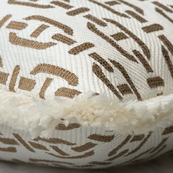 Burlington Tan Medium Rectangle, Sustainable Feather, Rectangle Cushion - Andrew Martin Sophie Paterson With Trim/Fringe & Cotton Blend & Linen Blend
