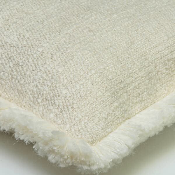 Wren Chalk, Sustainable Feather, Cushion, 55cm x 55cm - Andrew Martin Sophie Paterson With Trim/Fringe & Linen Blend & Viscose Blend & Wool Blend Plai