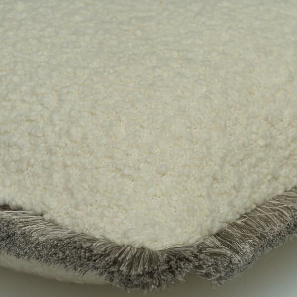 Fleece Chalk, Sustainable Feather, Cushion, 55cm x 55cm - Andrew Martin Bouclé & With Trim/Fringe Weave