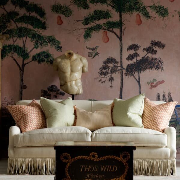 Pollen Fennel, Sustainable Feather, Cushion - Andrew Martin Eco-conscious & Linen Blend & Viscose Blend Small Prints