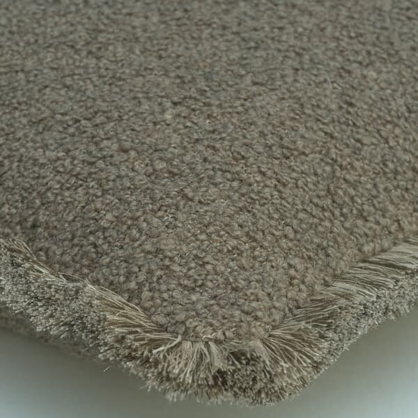 Fleece Truffle, Sustainable Feather, Cushion, 55cm x 55cm - Andrew Martin Bouclé & With Trim/Fringe Weave