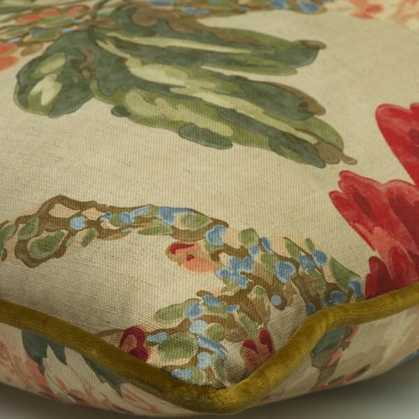 Peony Natural, Sustainable Feather, Cushion - Andrew Martin Eco-conscious & Cotton & Cotton Blend & Linen & Linen Blend Floral