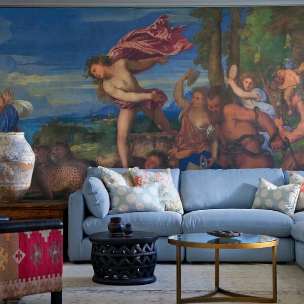 Midsummer Sky, Sustainable Feather, Cushion - Andrew Martin Eco-conscious & Cotton & Cotton Blend & Linen & Linen Blend Floral