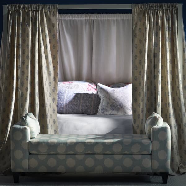Mayfly Denim, Sustainable Feather, Cushion - Andrew Martin Eco-conscious & Cotton & Cotton Blend & Linen & Linen Blend Floral