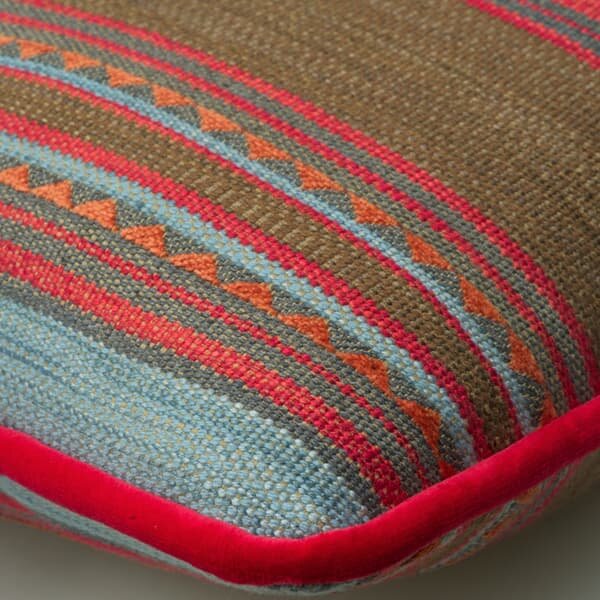 Las Salinas 3, Sustainable Feather, Cushion, 55CM X 40CM - Andrew Martin Cotton Blend Kilim & Stripe
