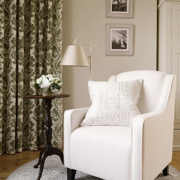 Totem Ivory, Sustainable Feather, Cushion - Andrew Martin Linen & Linen Blend Embroidered & Floral & Geometric